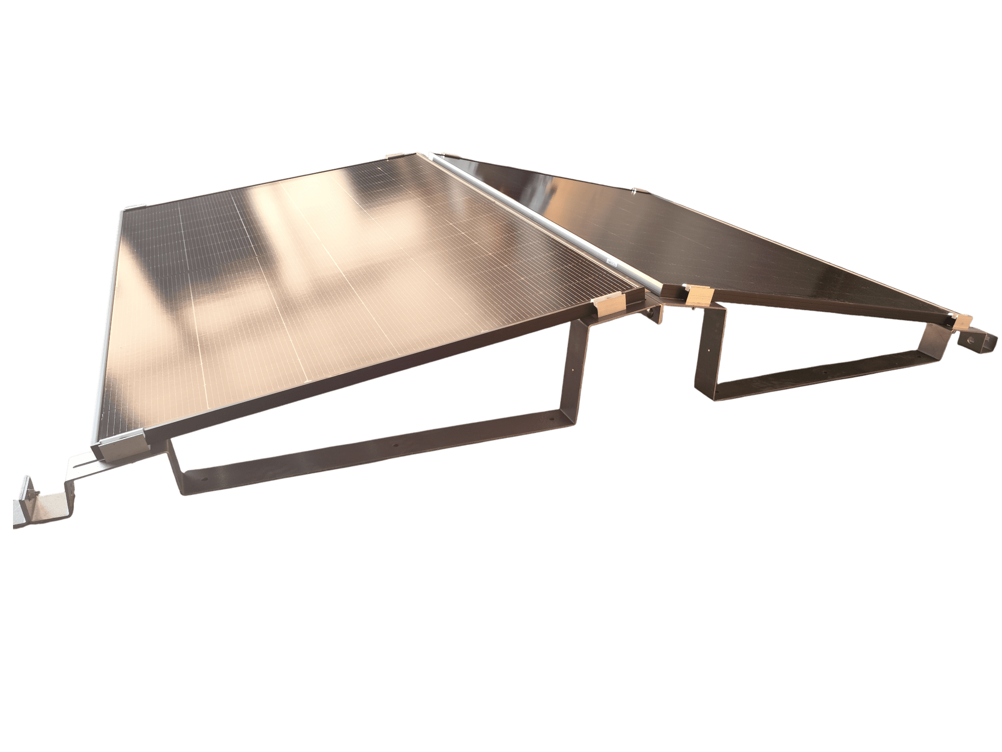 Napelem tartószerkezet lapostetőre, ballasztos, K-NY-i tájolás - ALAPCSOMAG 2 db napelemhez - Image 2